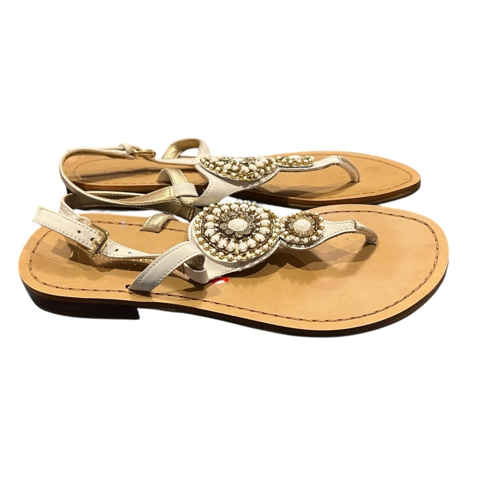 Ivanka Trump Beaded Sandals - Cream and Tan
